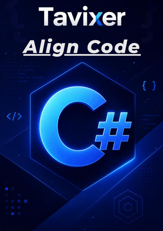 Tavixer Align Code logo with a blue 'C#' symbol on a dark background
