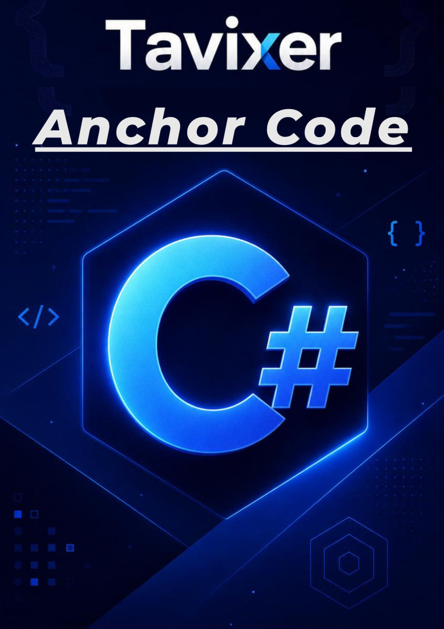 Tavixer Anchor Code with C# symbol on a dark blue background