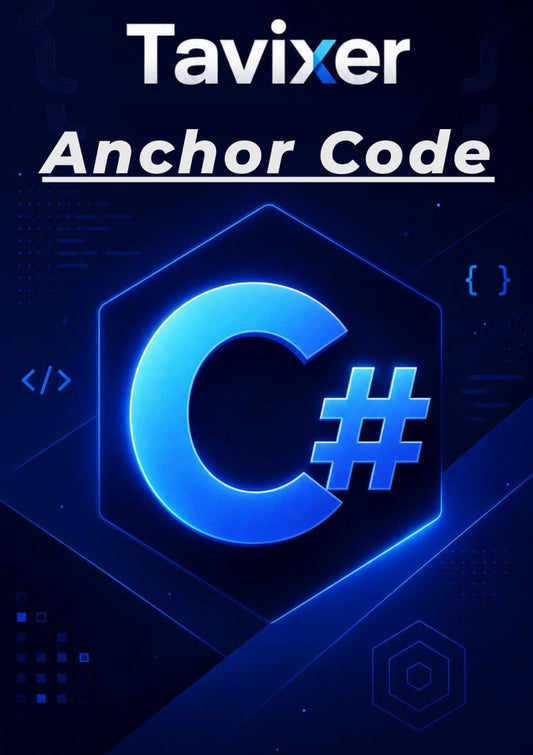 Tavixer Anchor Code with C# symbol on a dark blue background