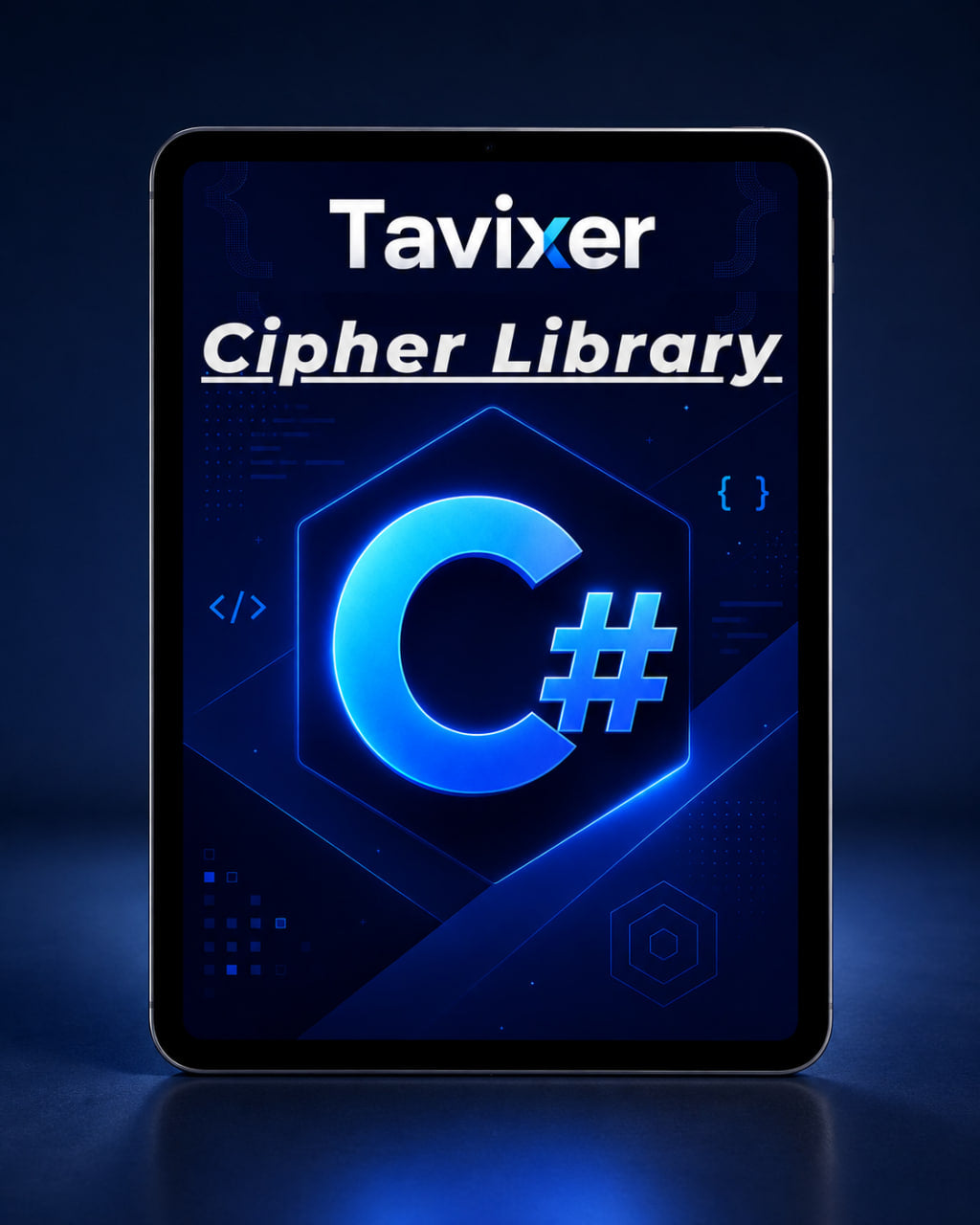 Tavixer Cipher Library for C# on a dark background with blue highlights