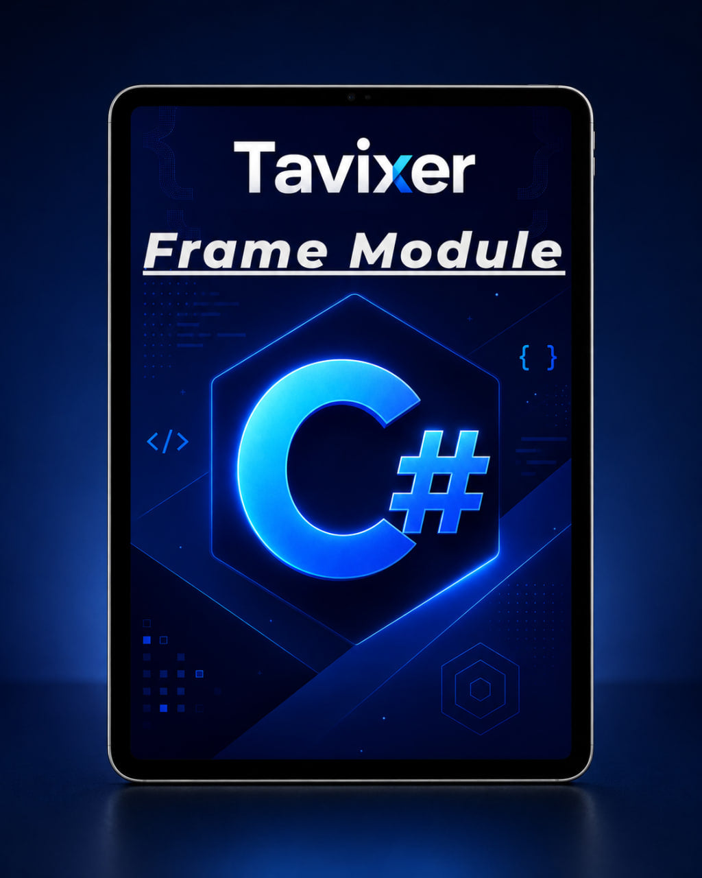 Tavixer Frame Module with C# logo on a dark blue background