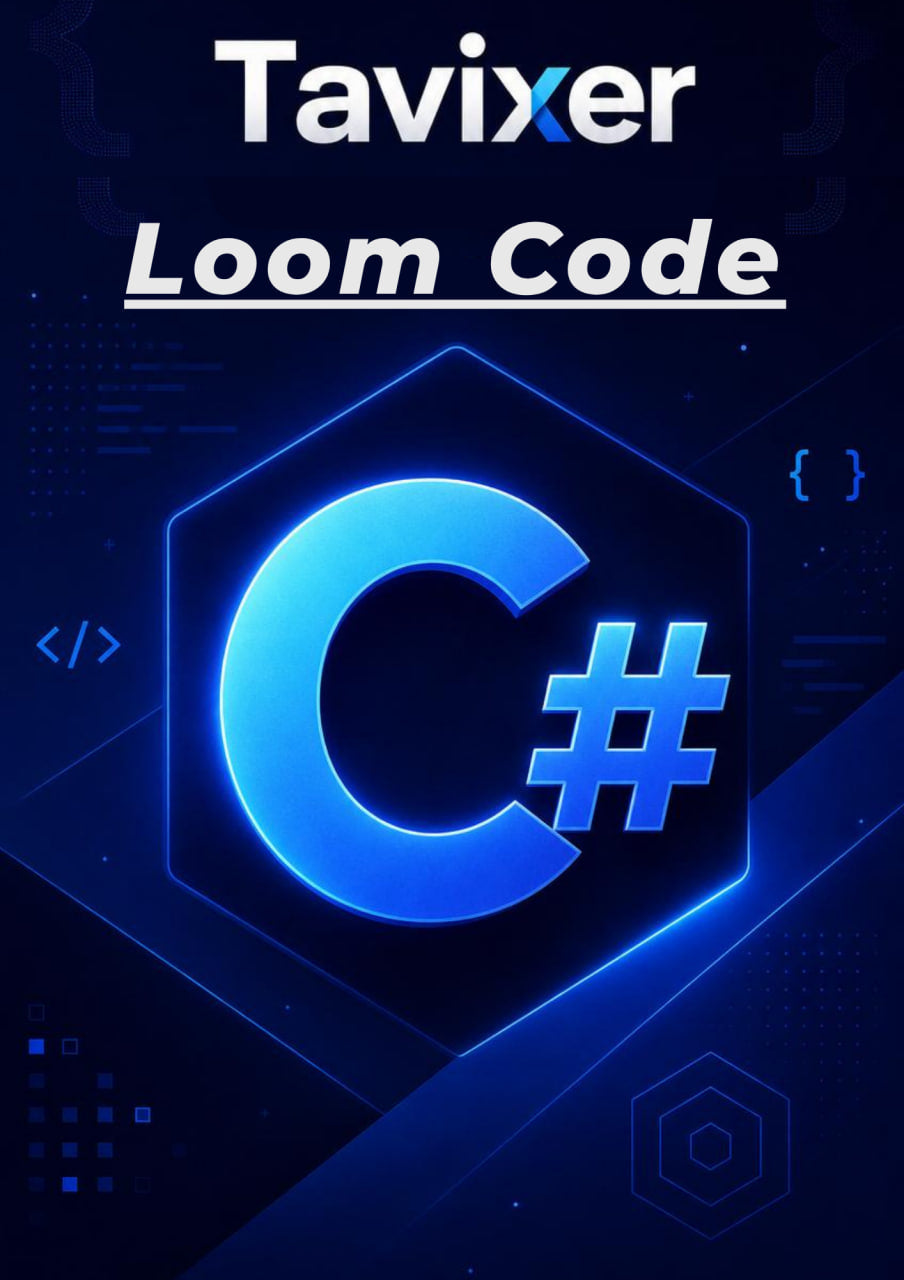 Tavixer Loom Code with C# symbol on a dark blue background