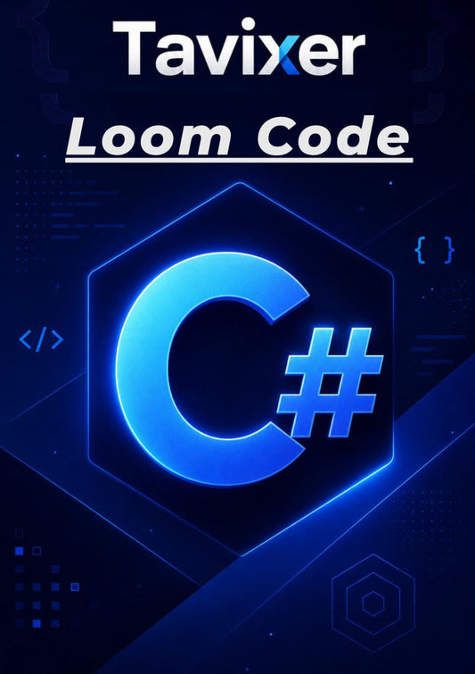 Tavixer Loom Code with C# symbol on a dark blue background