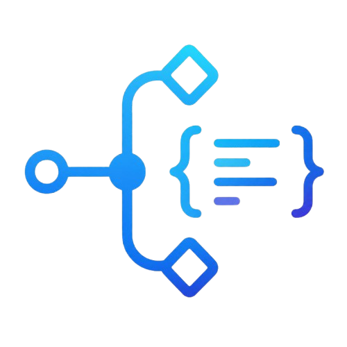 Blue icon with geometric shapes on a white background